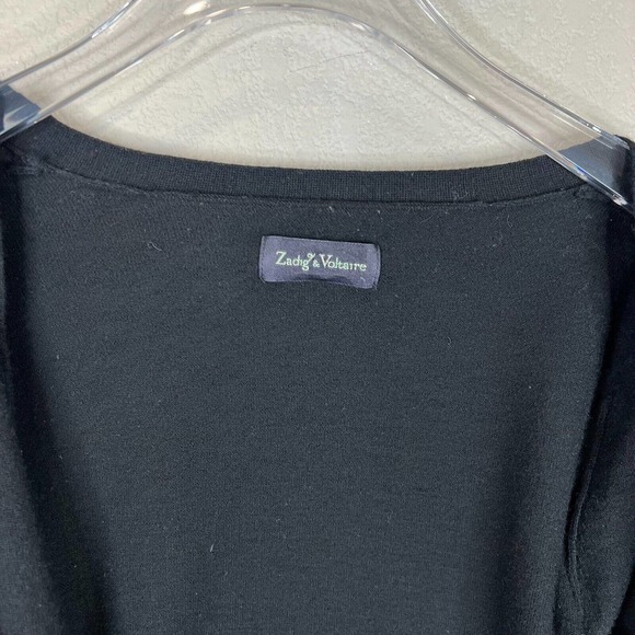 Zadig & Voltaire Womens Canelle Cardigan Sz Small Black Button Front Merino Wool - Picture 3 of 12